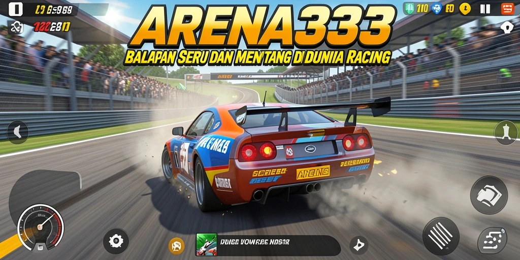 Screenshot utama ARENA333 menunjukkan aksi balapan yang mendebarkan.