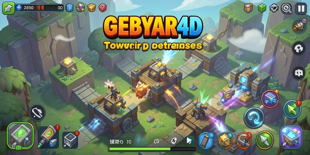 Tangkapan layar GEBYAR4D menampilkan suasana permainan Tower Defense yang menegangkan.
