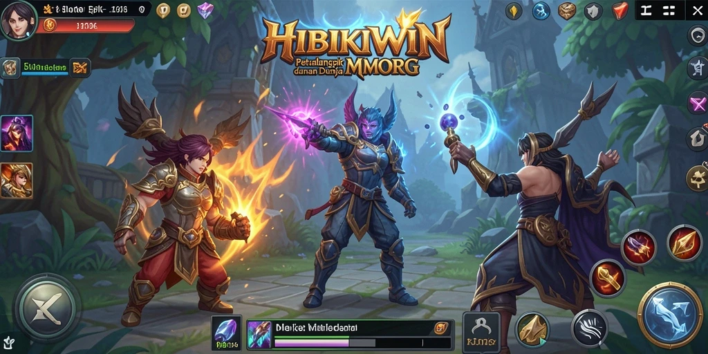 Gambaran gameplay HIBIKIWIN yang mendebarkan dalam dunia MMORPG.