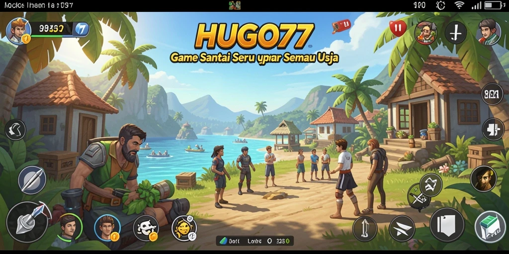 Screenshot menunjukkan karakter lucu dalam aksi permainan HUGO77 yang menarik.