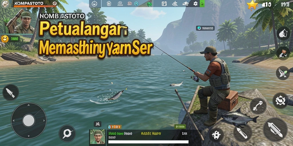 Tampilan gameplay memancing yang mendebarkan di KOMPASTOTO.
