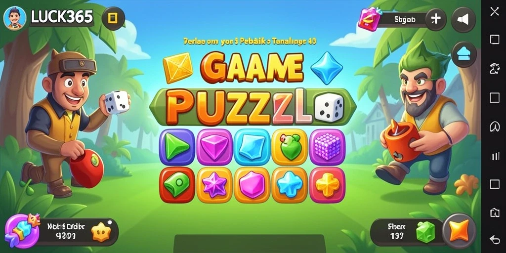 Tampilan gameplay LUCK365 yang penuh warna dalam momen seru Match-3.