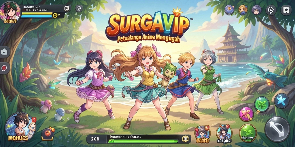 Tampilan gameplay yang mendebarkan dari SURGAVIP, penuh aksi Anime.