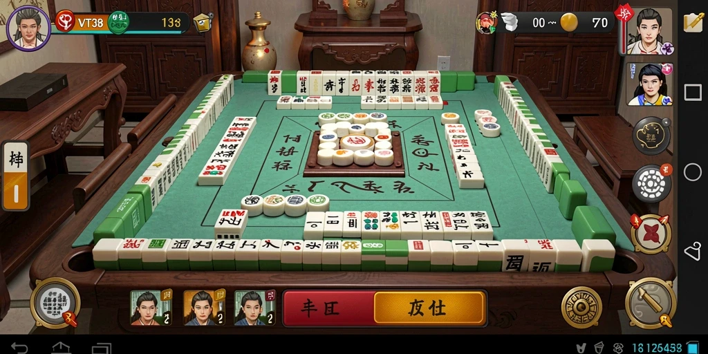Tampilan gameplay VT38 dengan ubin Mahjong yang menarik.